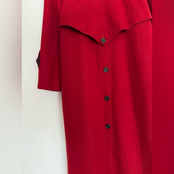 Vintage Red Wool Coat Long Maxi Trench - Picture 11 of 12